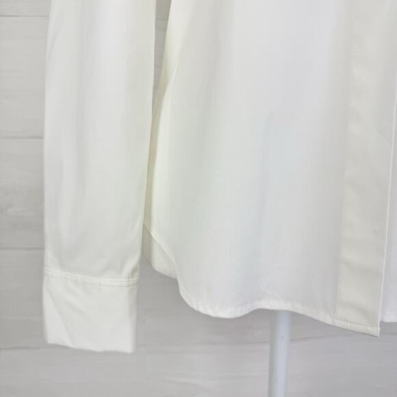 Lafayette 148 White Stretch Cotton Button Up Shirt Size 4 Preppy Long Sleeves - Picture 4 of 16